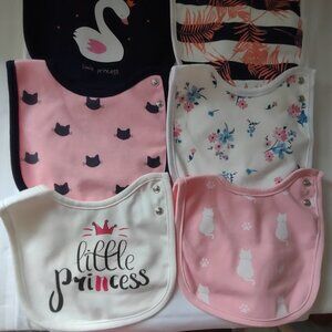 Maiwa 6 Pack Waterproof Cotton Bibs Baby Girls for Drooling Teething Feeding
